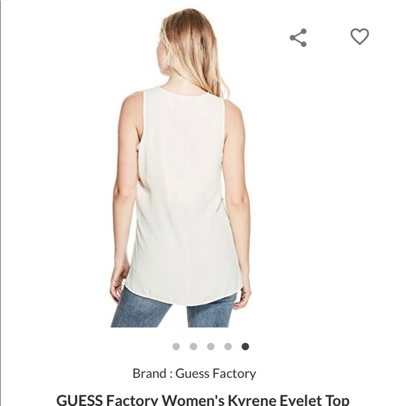 Guess Factory Women’s Kyrene Eyelet Top - Cream - Size Small - Picture 3 of 6